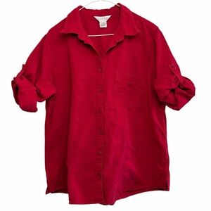 Northern Reflections Red Cotton Button Shirt Size 1 Large